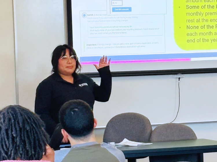 hispanic outreach coordinator doing partner training
